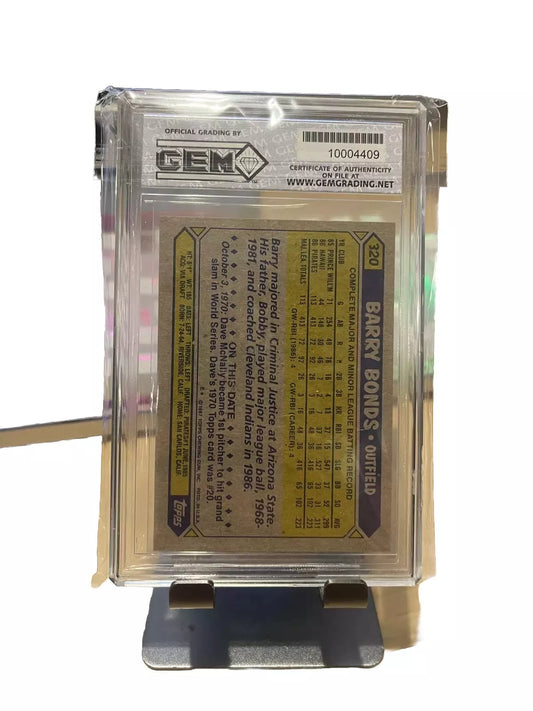 1987 Topps #320 Barry Bonds  Pittsburgh Pirates  GEM 10 B182