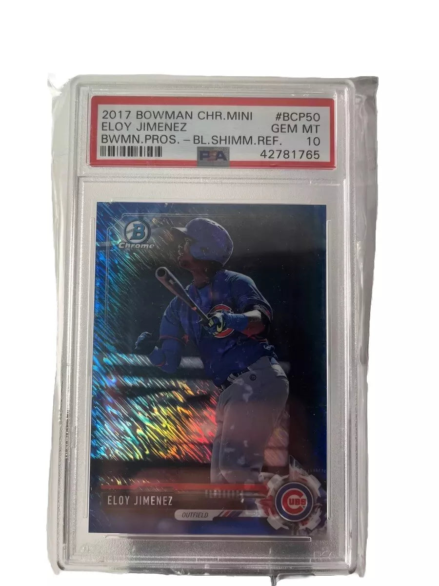 2017 Bowman Chrome Blue Shimmer Ref Eloy Jimenez Rc PSA 10 #BCP50