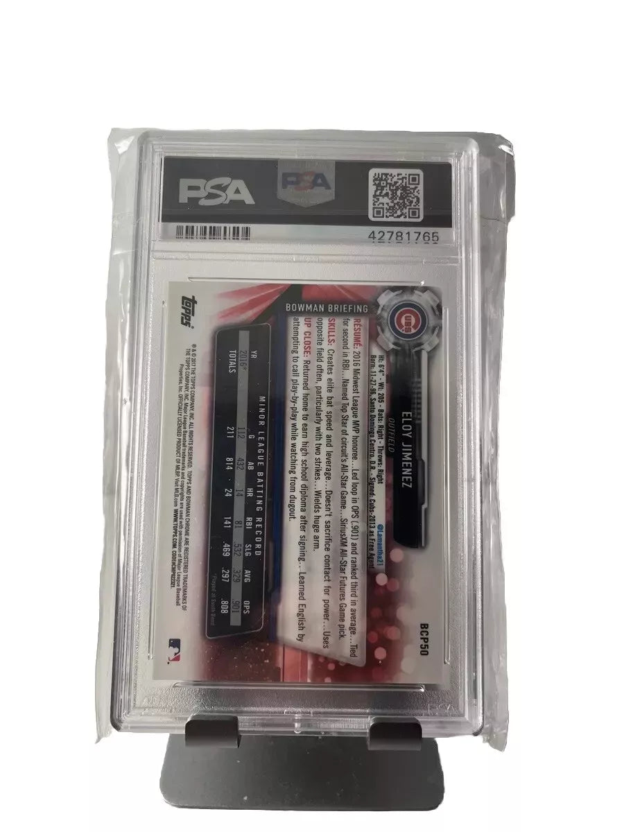 2017 Bowman Chrome Blue Shimmer Ref Eloy Jimenez Rc PSA 10 #BCP50