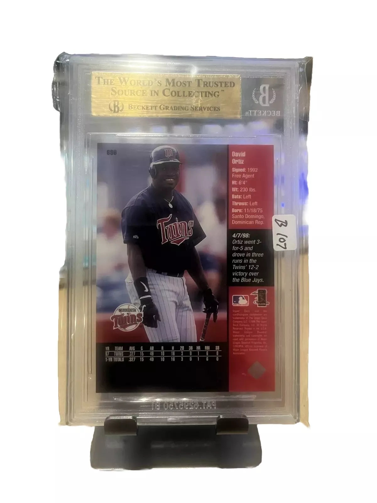 1998 Upper Deck #696 David Ortiz  Minnesota Twins  BGS 9.5