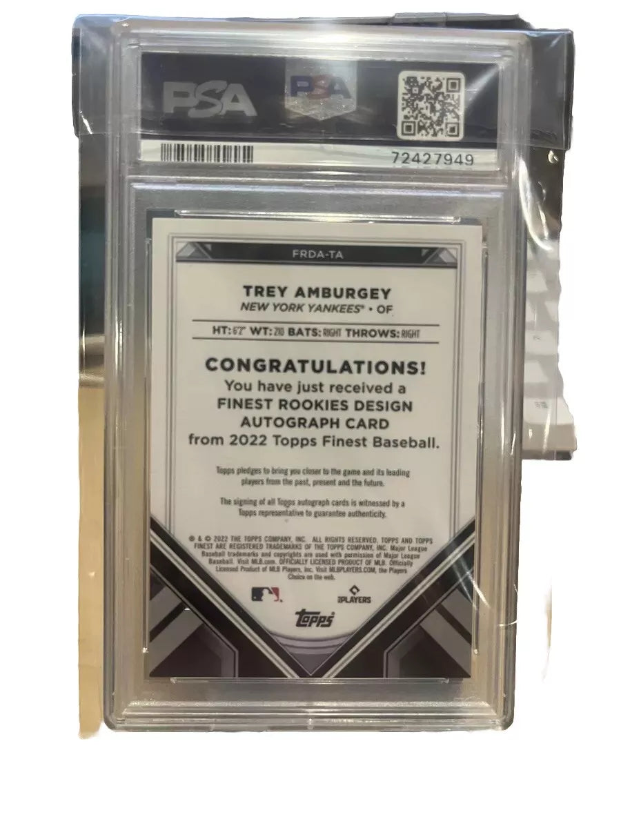 2022 Finest #FRDA-TA Trey Amburgey RC Variation Orange Refractor PSA 10