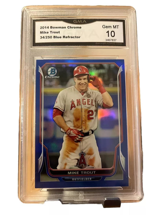 2014 Bowman Chrome MIKE TROUT #31 BLUE REFRACTOR /250 GMA 10