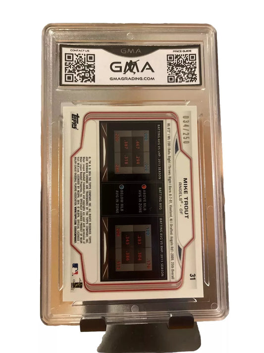 2014 Bowman Chrome MIKE TROUT #31 BLUE REFRACTOR /250 GMA 10