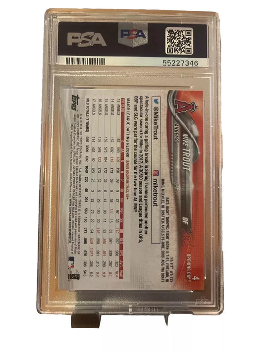 2018 Topps Opening Day Rainbow Blue Foil Mike Trout #4 PSA 10 GEM MT