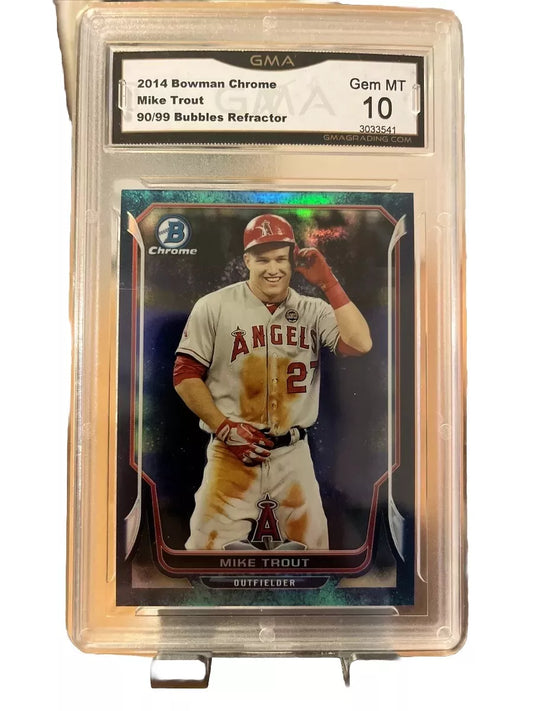 2014 Bowman Chrome Bubbles Refractor #31 Mike Trout Angels /99 GMA 10
