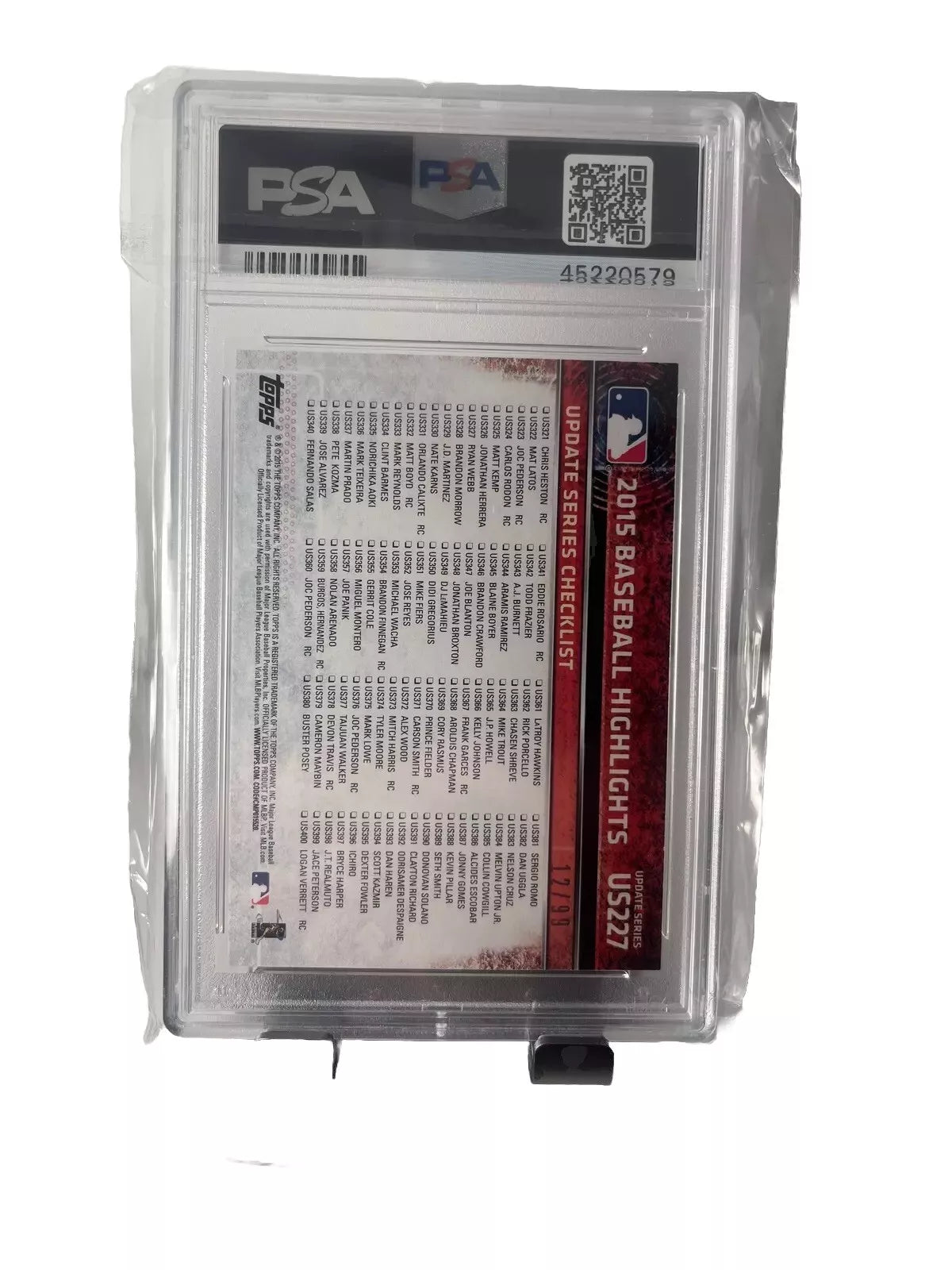 2015 Topps Update #US227 Mike Trout SNOW CAMO /99 PSA 9