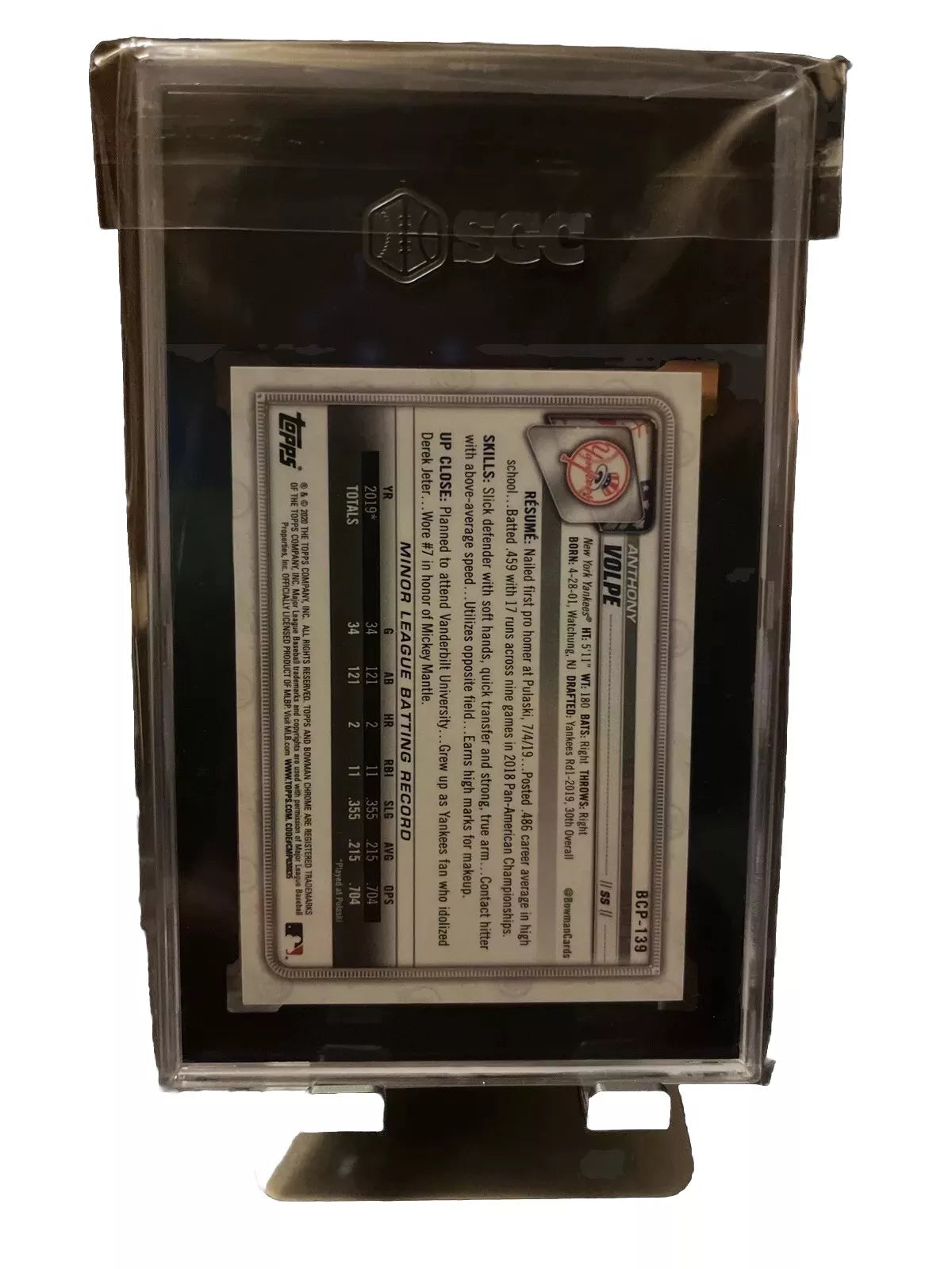 2020 Bowman Chrome ANTHONY VOLPE Mojo Purple Refractor /250 SGC 9.5