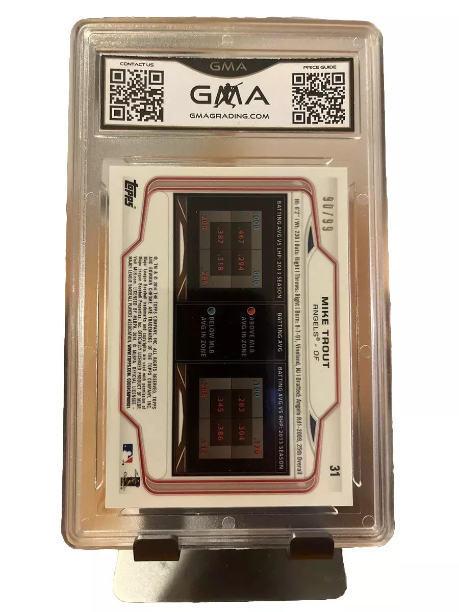 2014 Bowman Chrome Bubbles Refractor #31 Mike Trout Angels /99 GMA 10